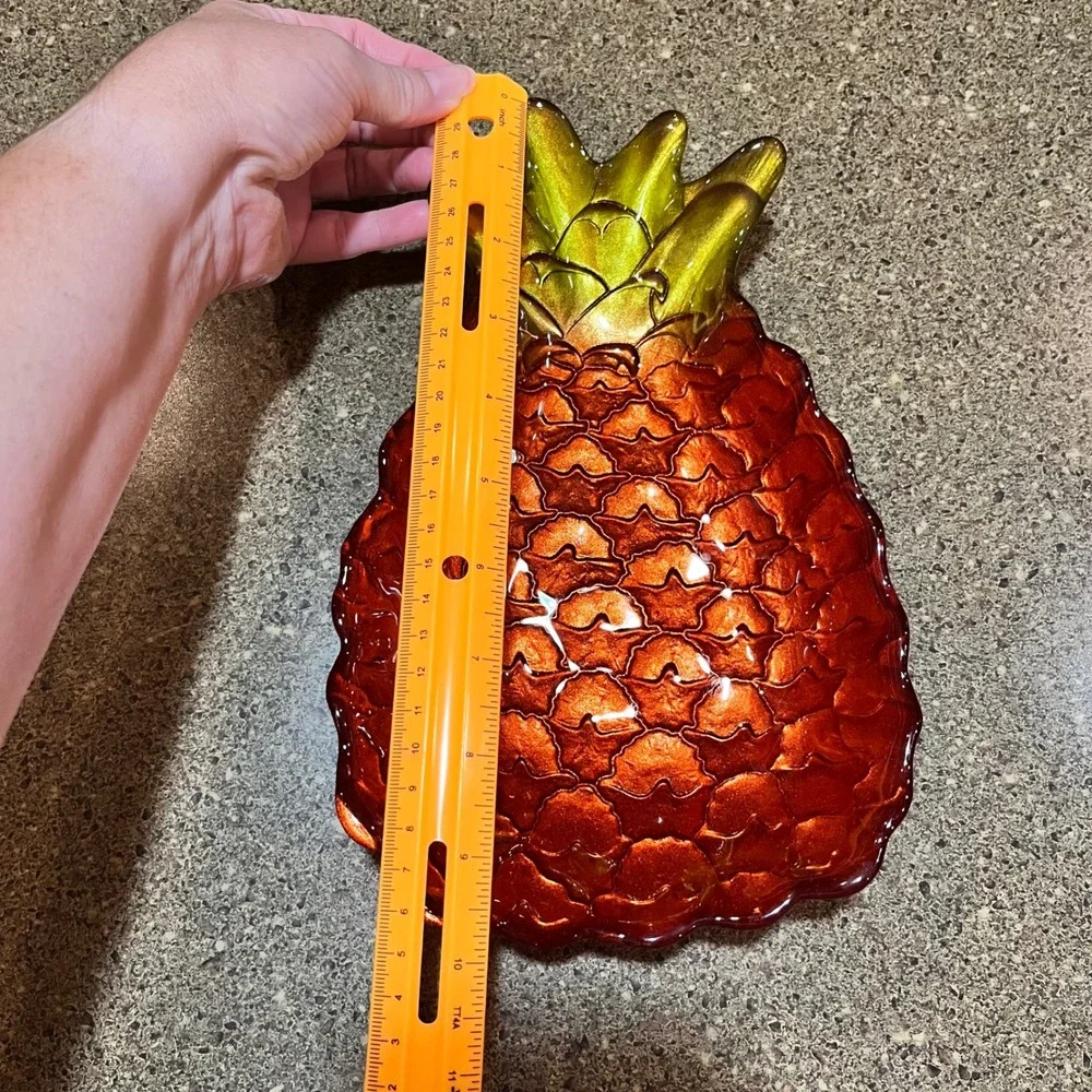 Red Glass‎ Pineapple Candy Trinket Dish Bowl Decor